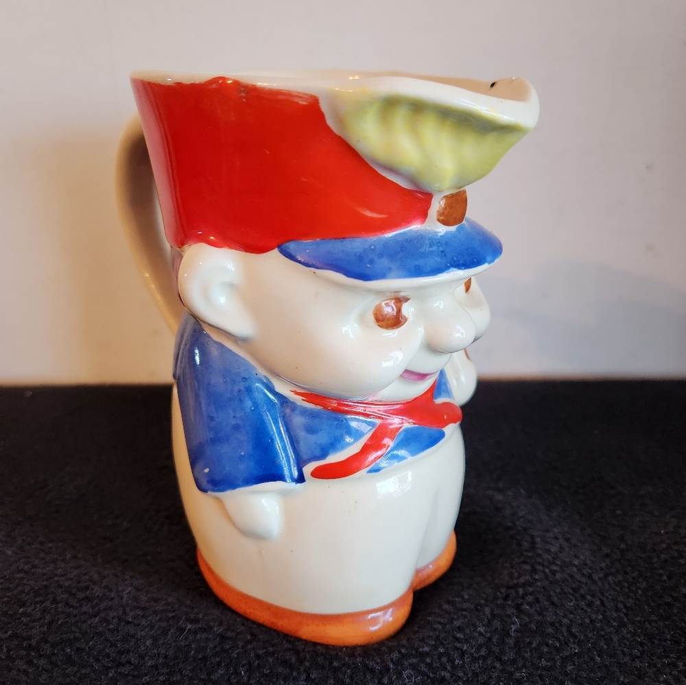 Antique Soldier Toby Ceramic British Creamer Pitcher Mug Beer Drink Serveware